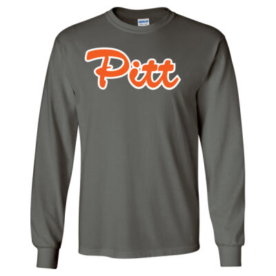 Org/Wht Script Pitt - Long Sleeve T-Shirt Thumbnail